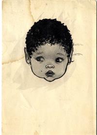 Christeltegning Jordens børn, Lille afrikansk barn, postkort